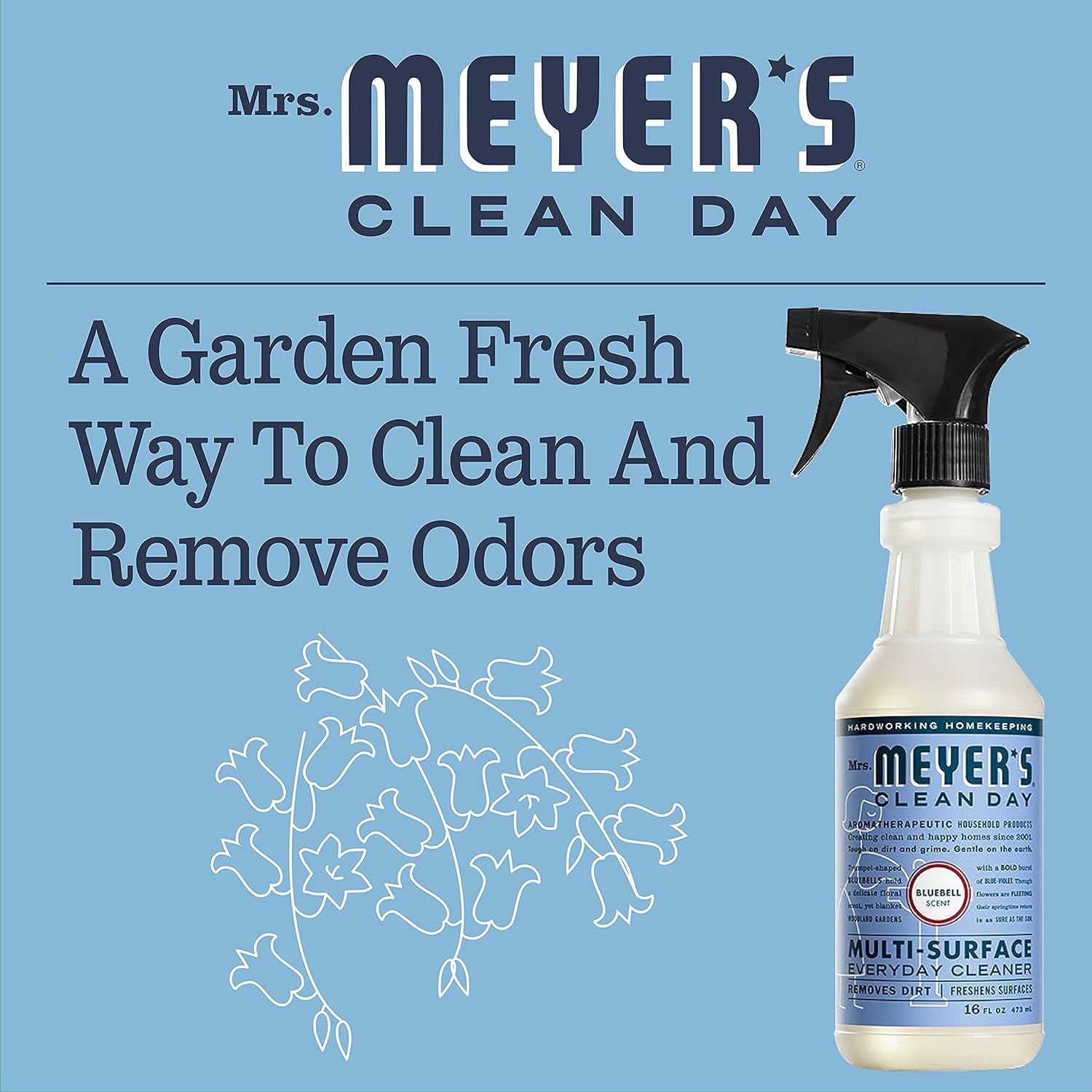 Transform Your Home with Mrs. Meyer's Bluebell All-Purpose Cleaner Spray - 16 Fl. Oz, Pack of 3