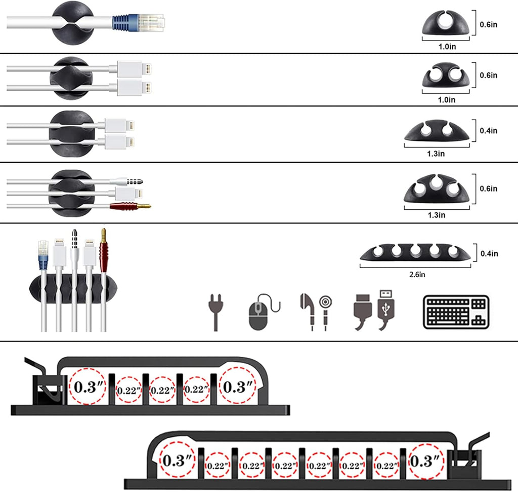 Ultimate 192 PCS Cable Management Kit - Organize Your Cords with Ease! Includes Wire Organizer Sleeves, Cable Holders, Clips, Straps, and Fastening Ties in Sleek Black and Clear Design