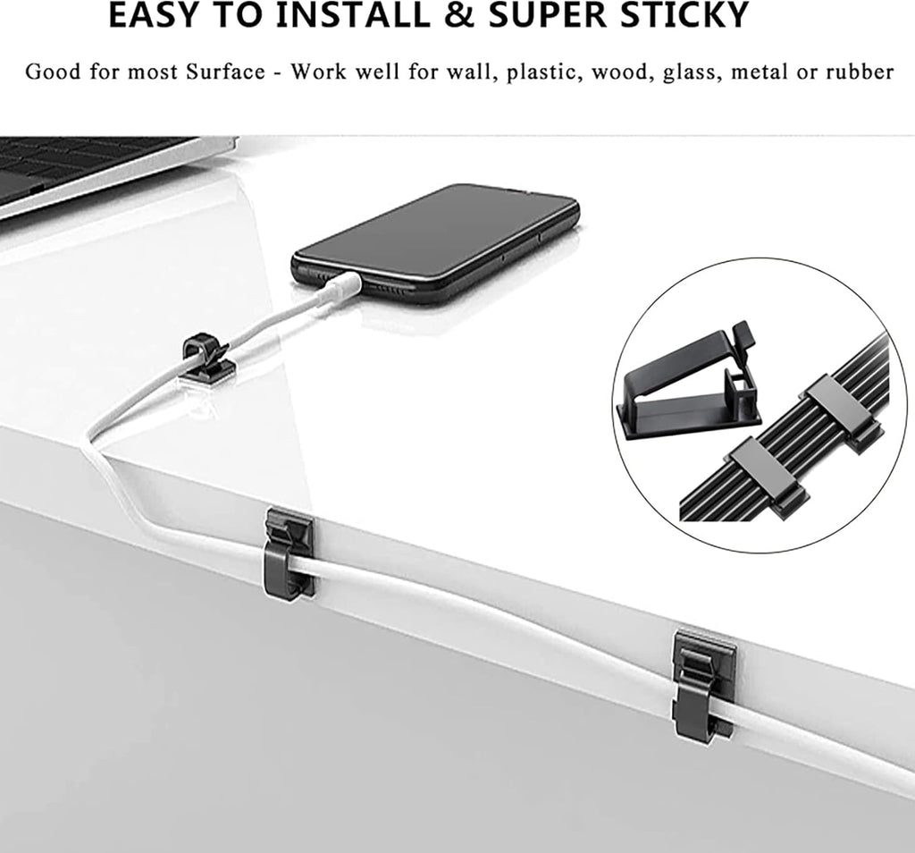 Ultimate 192 PCS Cable Management Kit - Organize Your Cords with Ease! Includes Wire Organizer Sleeves, Cable Holders, Clips, Straps, and Fastening Ties in Sleek Black and Clear Design