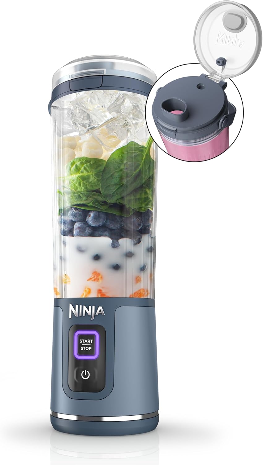 Unleash Your Blending Potential with the BC151NV Blast Portable Blender - Cordless, 18oz Personal Blender for Smoothies & Shakes, BPA Free with Leakproof Lid & Sip Spout, USB-C Rechargeable in Stylish Denim Blue!