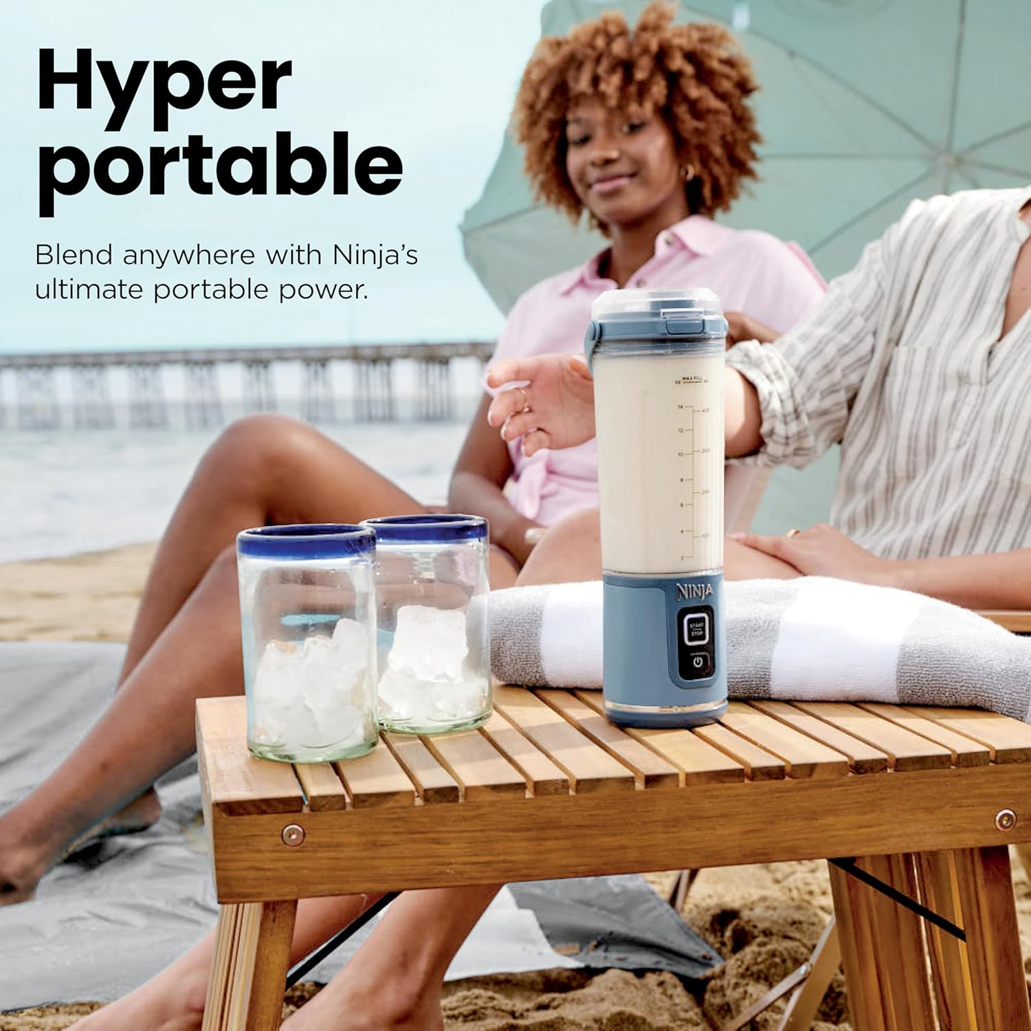 Unleash Your Blending Potential with the BC151NV Blast Portable Blender - Cordless, 18oz Personal Blender for Smoothies & Shakes, BPA Free with Leakproof Lid & Sip Spout, USB-C Rechargeable in Stylish Denim Blue!