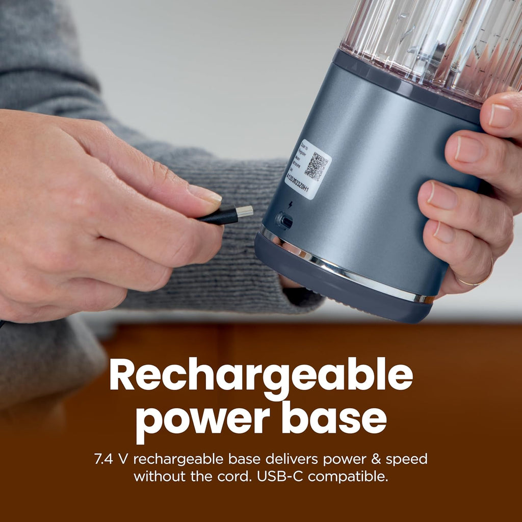 Unleash Your Blending Potential with the BC151NV Blast Portable Blender - Cordless, 18oz Personal Blender for Smoothies & Shakes, BPA Free with Leakproof Lid & Sip Spout, USB-C Rechargeable in Stylish Denim Blue!