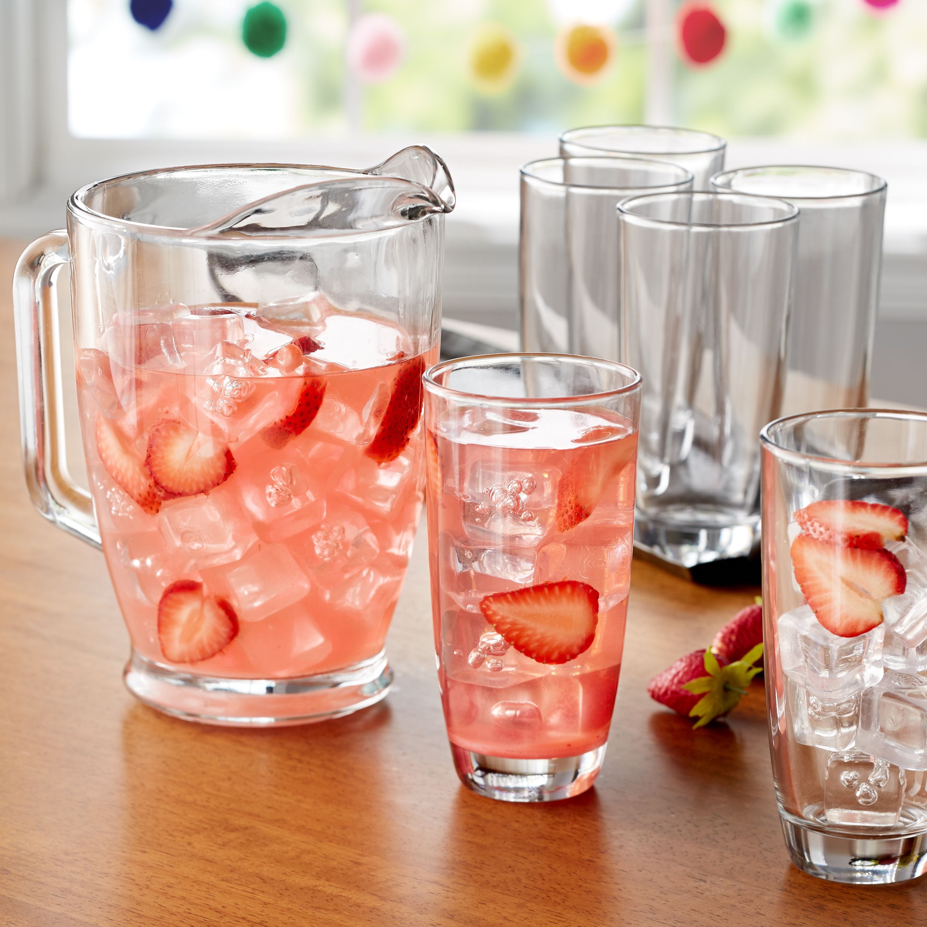 Elevate Your Entertaining with the 7-Piece Clear Glass Pitcher and Cooler Glass Set