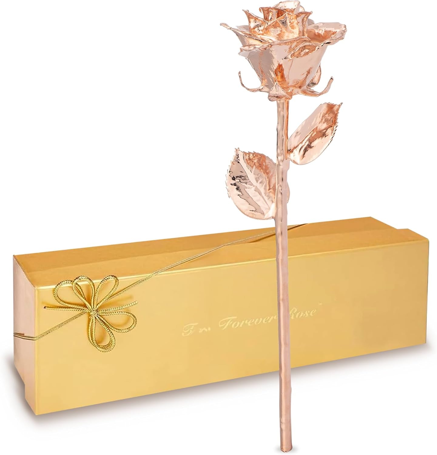 Luxurious Real Rose Dipped in Rose Gold - Handcrafted Preserved Beauty in Elegant Gold Gift Box | Perfect Romantic Keepsake for Anniversaries, Valentine's Day, or Birthdays