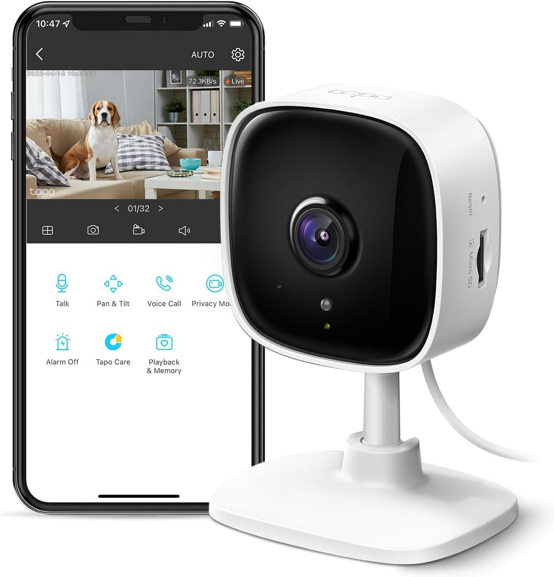 Tp-Link Tapo C100: Advanced 1080P Indoor Security Camera for Baby Monitoring, Pet Surveillance, and Home Protection with Motion Detection, 2-Way Audio, Night Vision, and Smart Home Integration