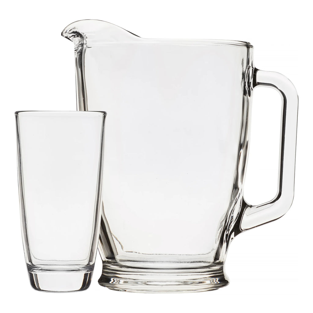 Elevate Your Entertaining with the 7-Piece Clear Glass Pitcher and Cooler Glass Set