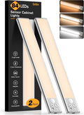 Illuminate Your Space with the 10.2-Inch Rechargeable Under Cabinet Lighting 2-Pack - 3 Color Temperatures, 5 Brightness Levels, Motion Sensor, and Easy Magnetic Installation!